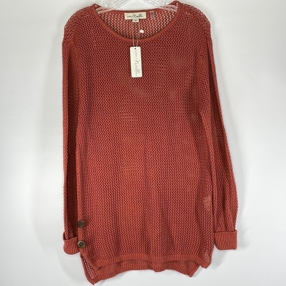 Simply Noelle Open Knit Sweater Pink Size S/M NWT - Picture 1 of 5